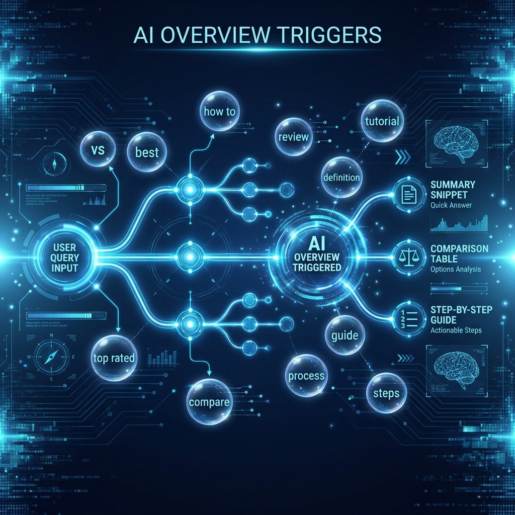 What triggers an AI Overview SEO?